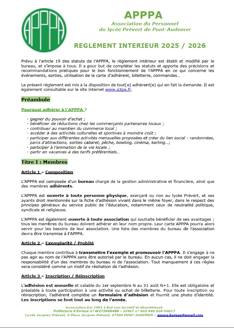 reglement interieur 1